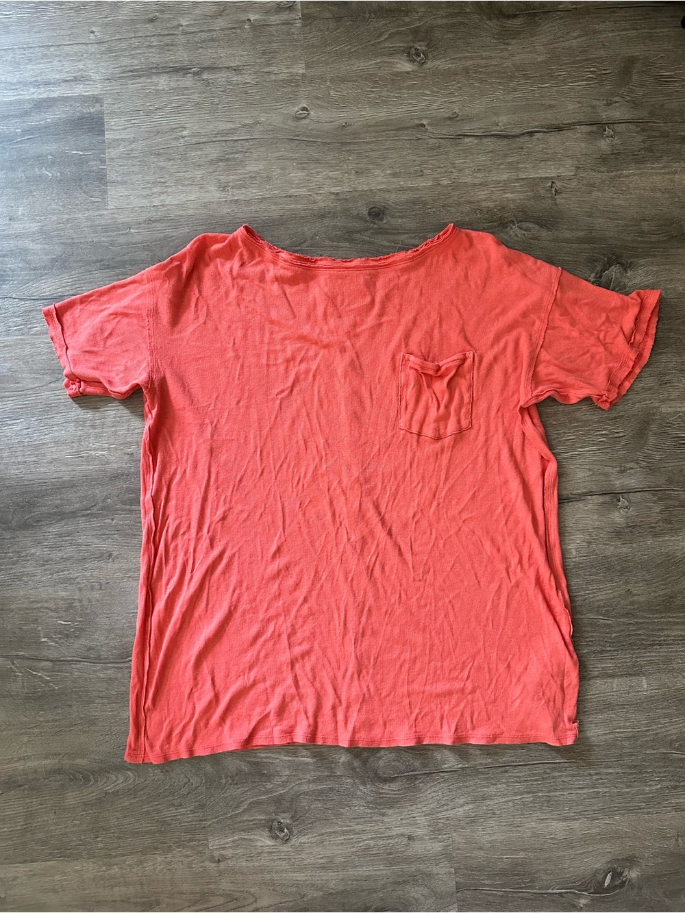We The Free Orange Short Sleeve Pocket Linen Tunic